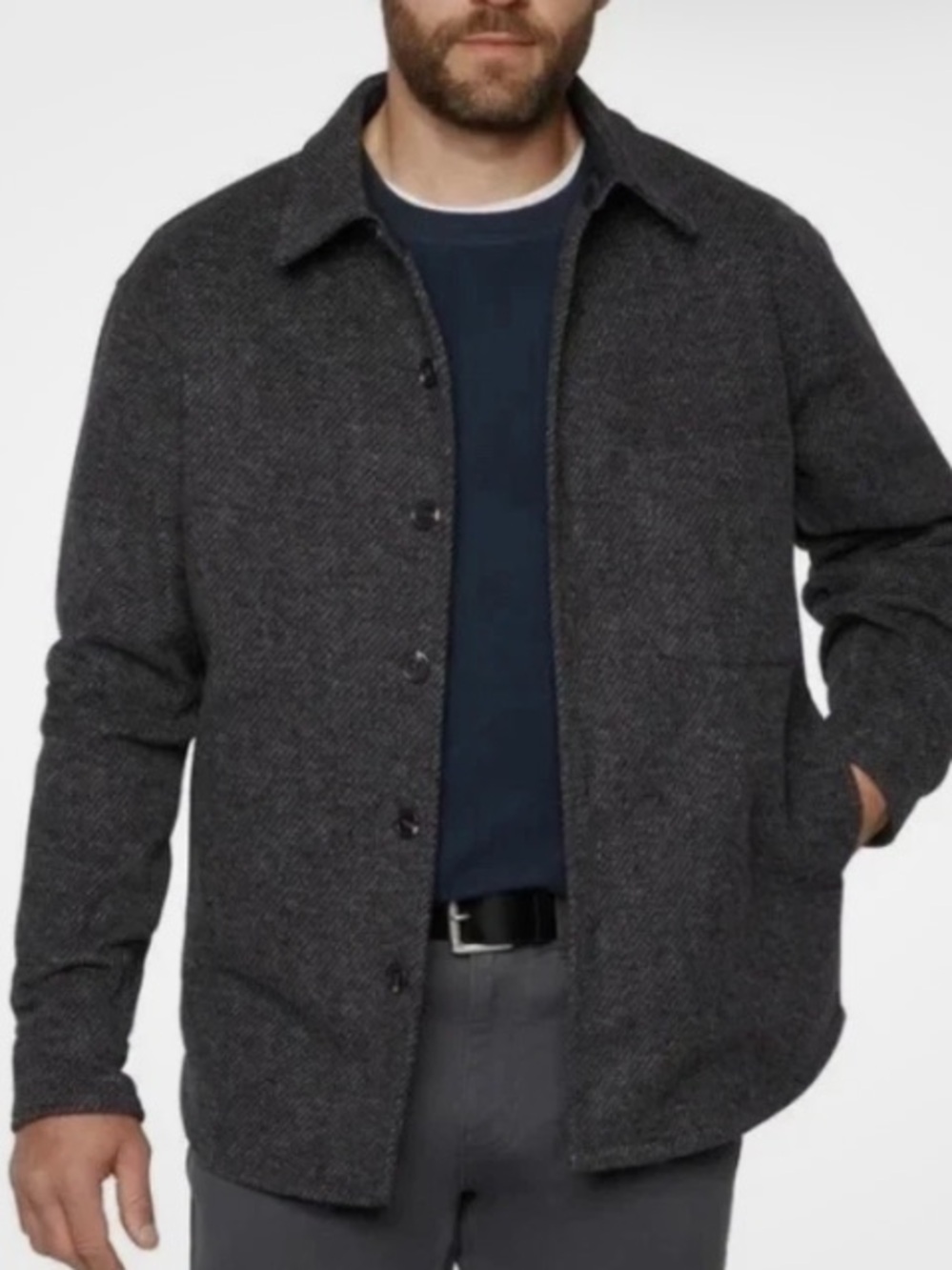NEW WITH TAGS BANANA REPUBLIC HANDSOME  CHARCOAL GREY SHAKET SHIRT JACKET SZ XXL
